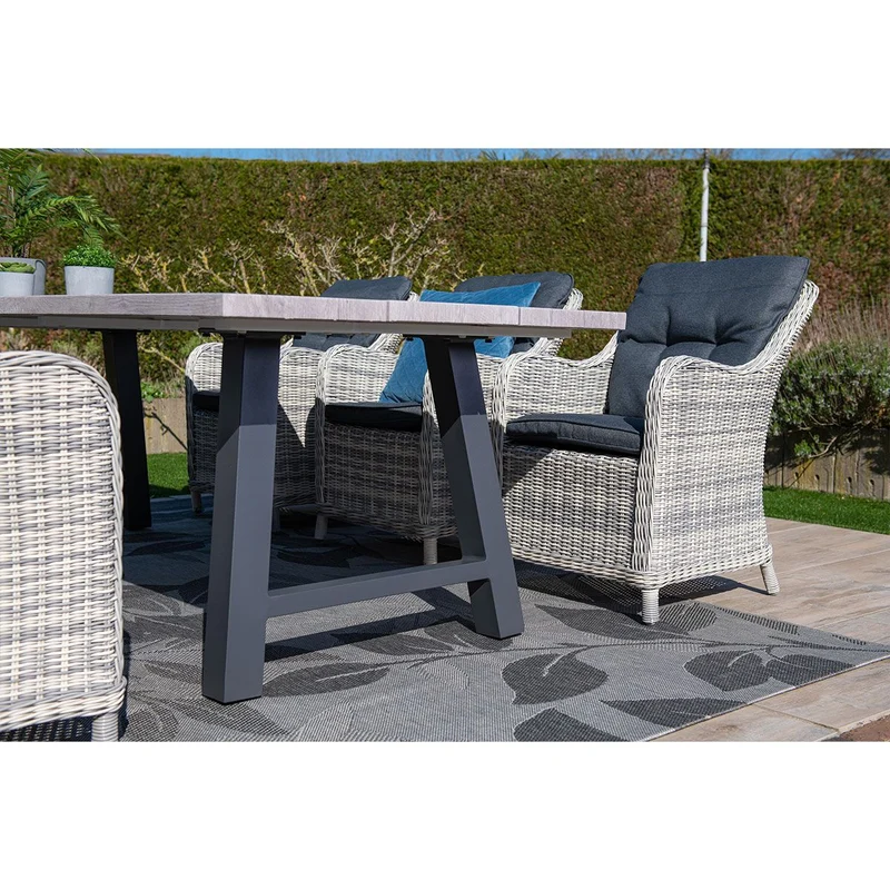 Olympus tafel - 220x100 cm - carbon black - grey teak look