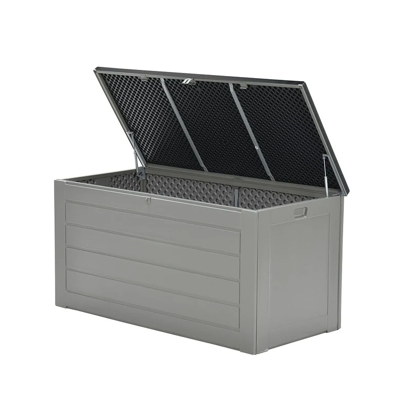 Primo kussenbox - kunststof - 680L - 146,4x71x74,9 cm - donkergrijs - zwart