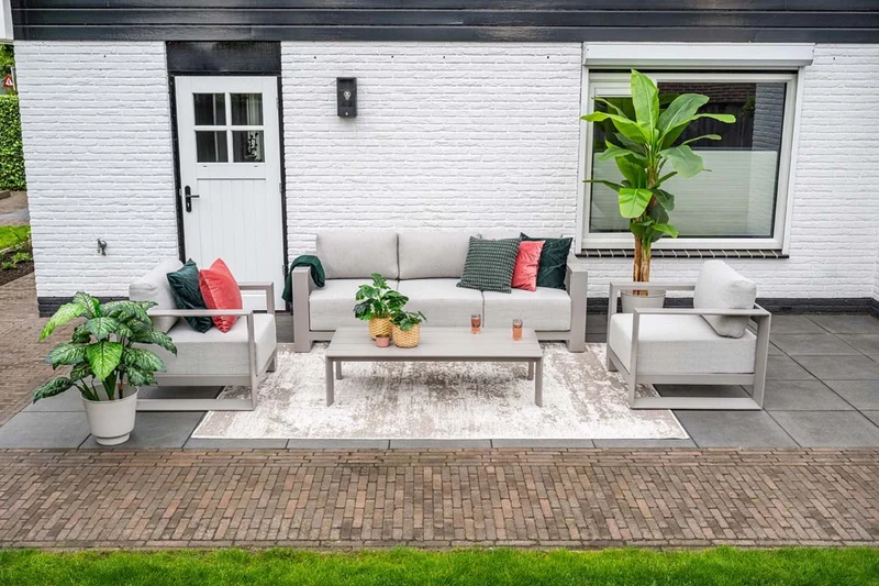 5-persoons stoel-bank loungeset - Levanto - taupe - Garden Impressions