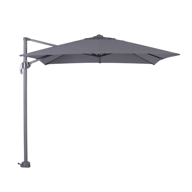 Garden Impressions Hawaii S zweefparasol vierkant 250x250 cm donkergrijs met granieten voet 60 kg en hoes – complete set