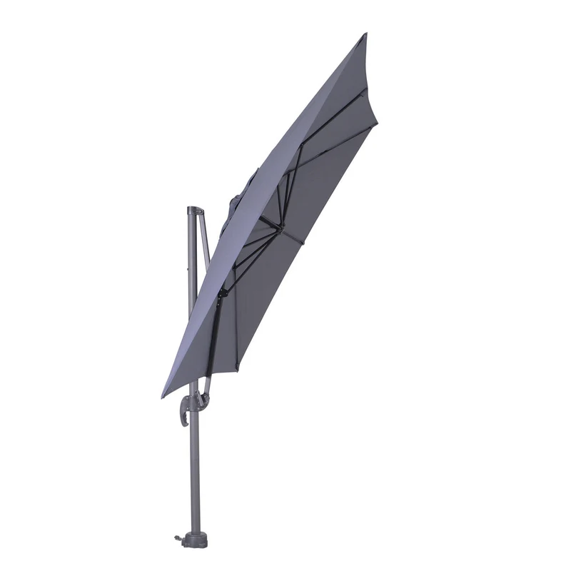 Garden Impressions Hawaii S zweefparasol vierkant 250x250 cm donkergrijs met granieten voet 60 kg en hoes – complete set