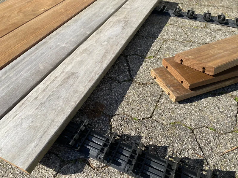 Kebony clear Terrassendiele Holzterrasse selber montieren Bausatz 119 x 21mm