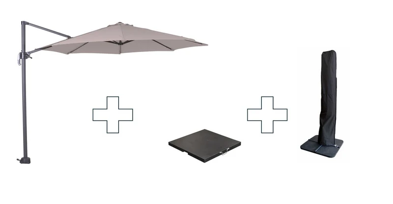 Zweefparasol Hawaii S - met parasolvoet en beschermhoes - Zand doek - 300 cm