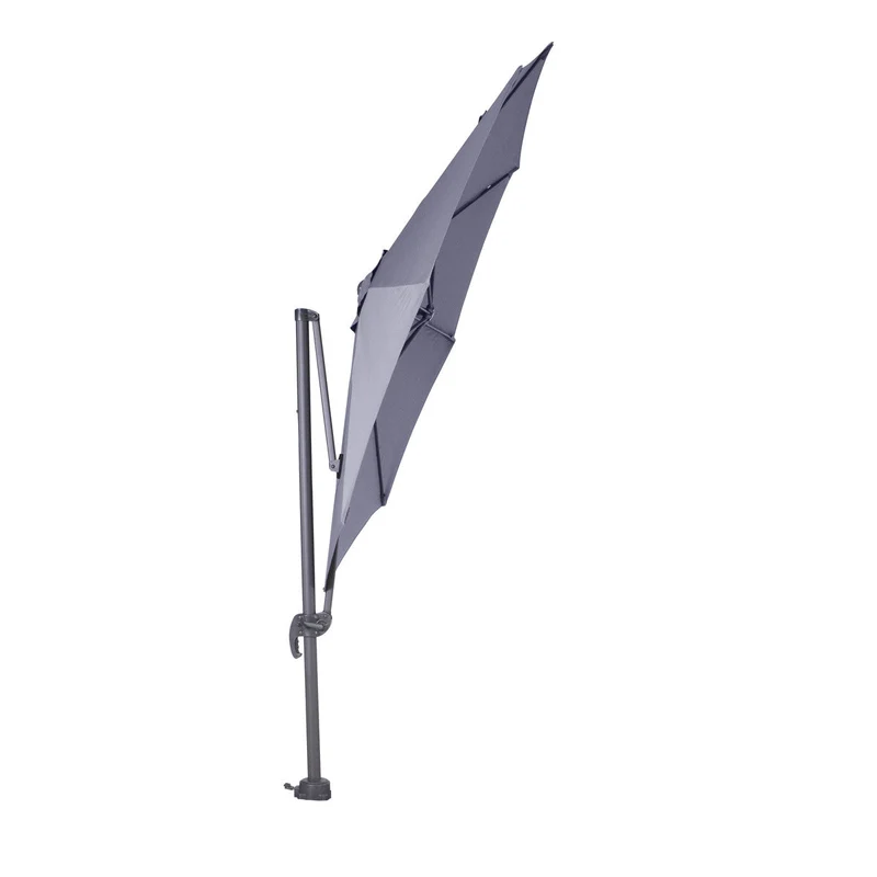 Garden Impressions Hawaii S zweefparasol rond 300 cm lichtgrijs met granieten voet 60 kg en hoes – complete set