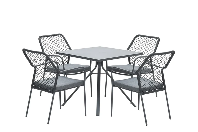 4-persoons tuinset - 4 Dido stoelen zwart - Rimini tafel - Garden Impressions
