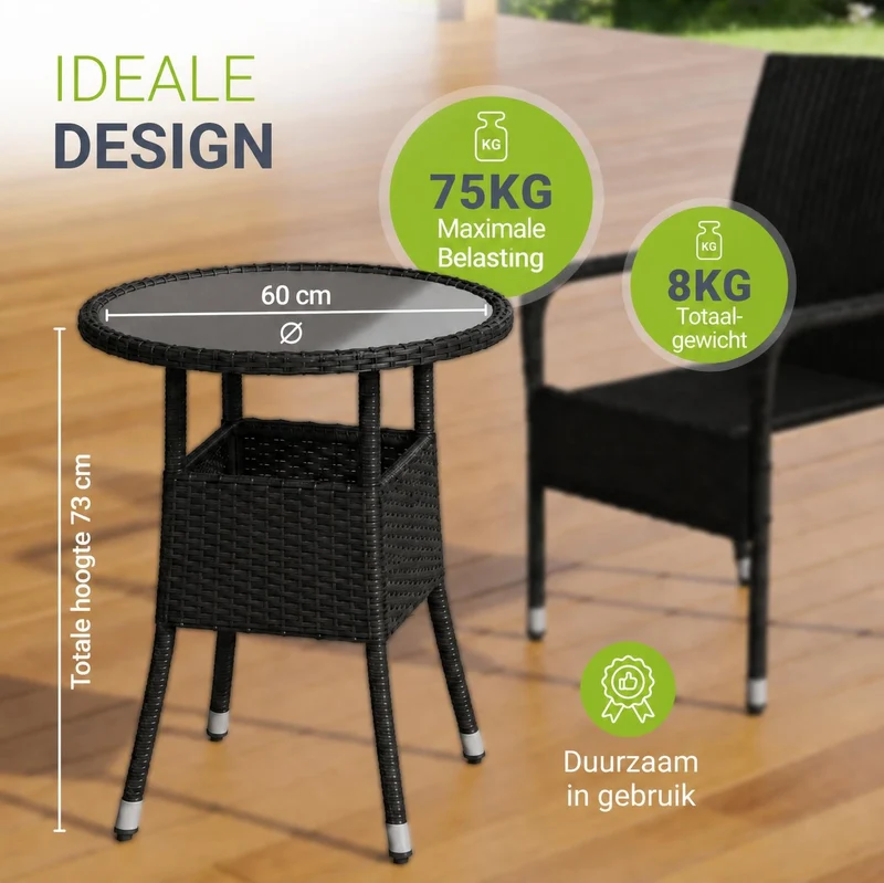 Runder Polyrattan Gartentisch Yoro