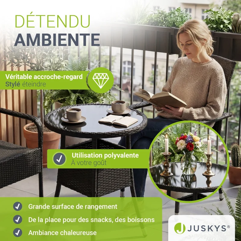 Runder Polyrattan Gartentisch Yoro