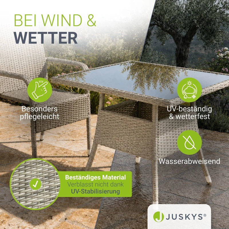 Eckiger Polyrattan Gartentisch Yoro
