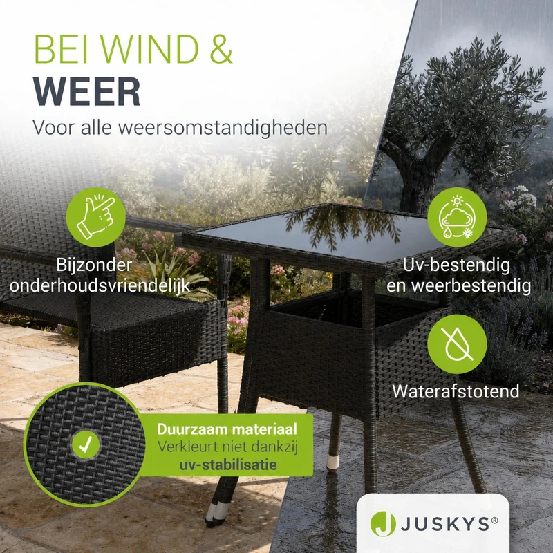 Eckiger Polyrattan Gartentisch Yoro