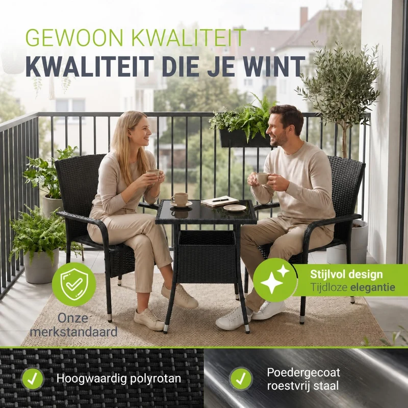 Eckiger Polyrattan Gartentisch Yoro