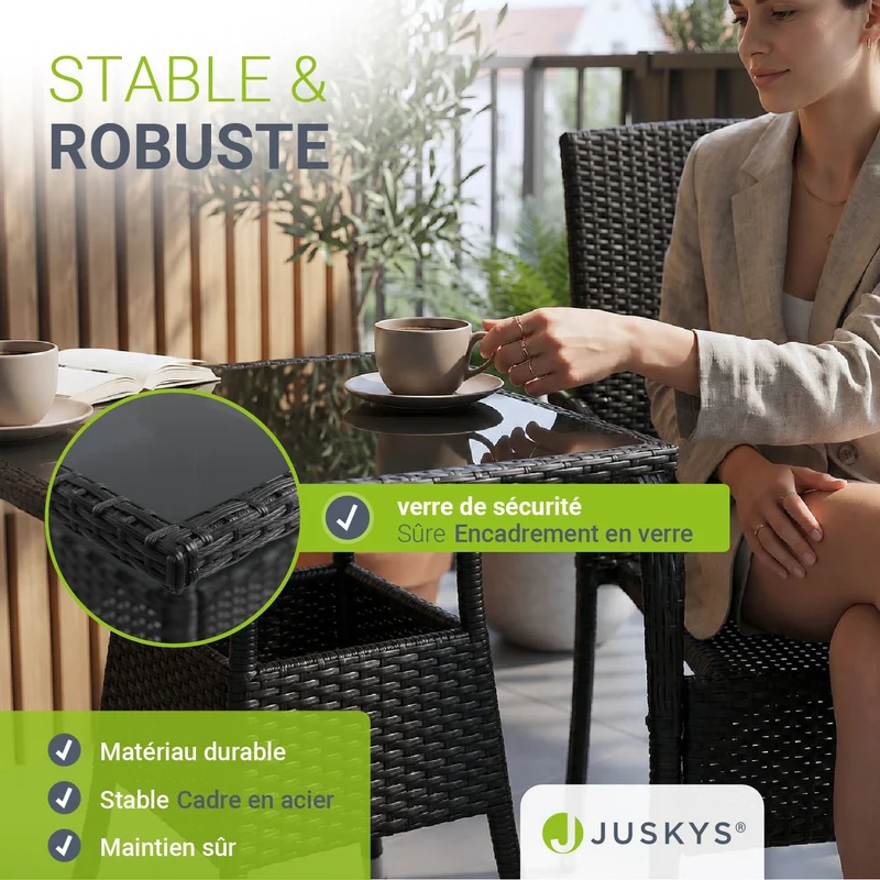 Eckiger Polyrattan Gartentisch Yoro