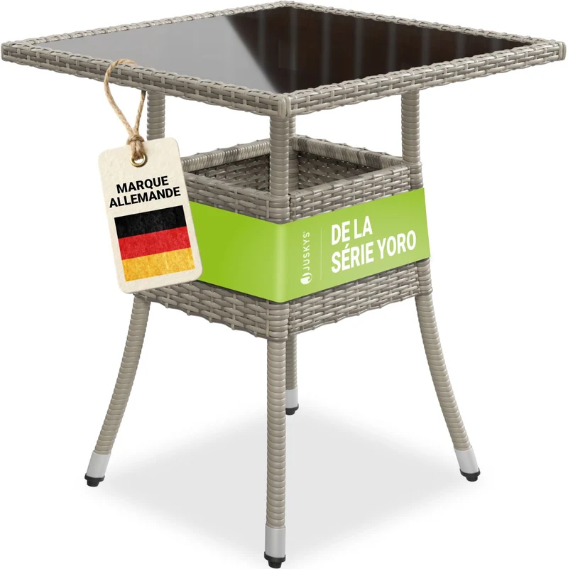 Eckiger Polyrattan Gartentisch Yoro