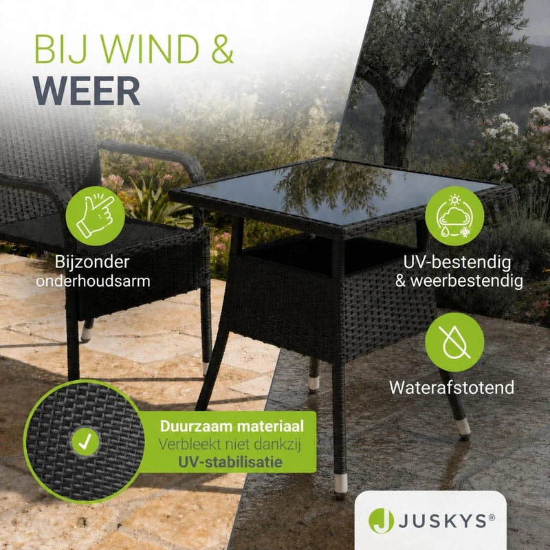 Eckiger Polyrattan Gartentisch Yoro