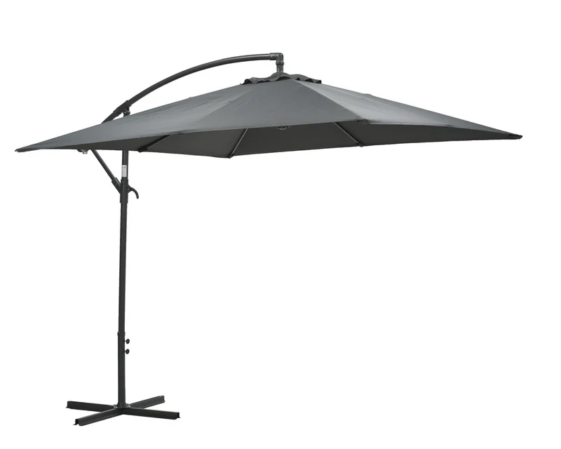 Corfu parasol - 250x250 cm - carbon black - donker grijs