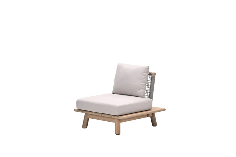 Lunar lounge fauteuil - acaciahout met white wash - rope taupe - grey sand