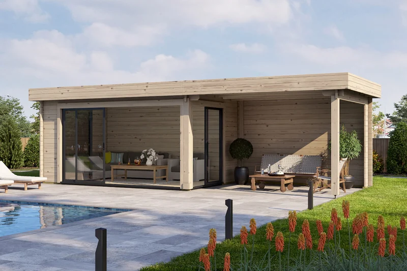 Casa Lignea Gartenhaus Modell Designlounge 44 A mit Anbau