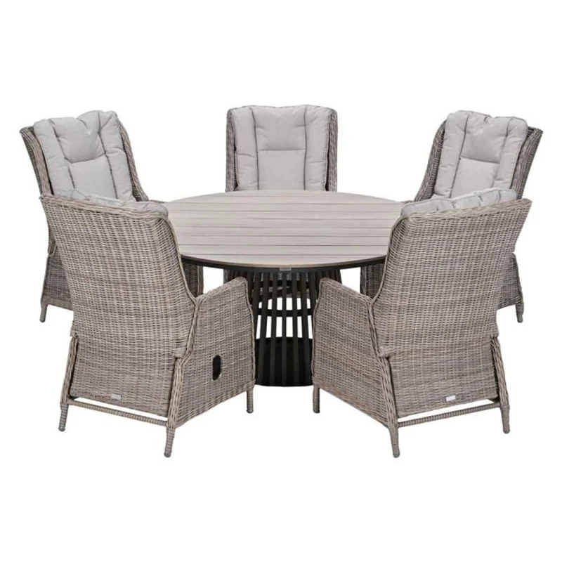 Osborne tuinset 6-delig Vintage Willow - Edison ronde dining tafel 148 cm