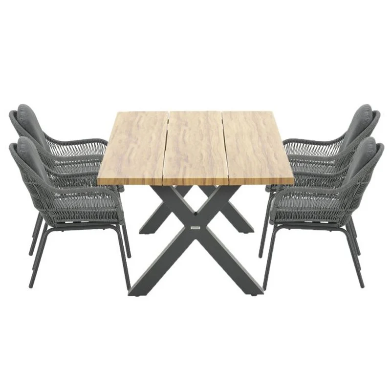 Triton tuinset 5-delig Carbon Black - Zeus dining tafel 180x100 cm