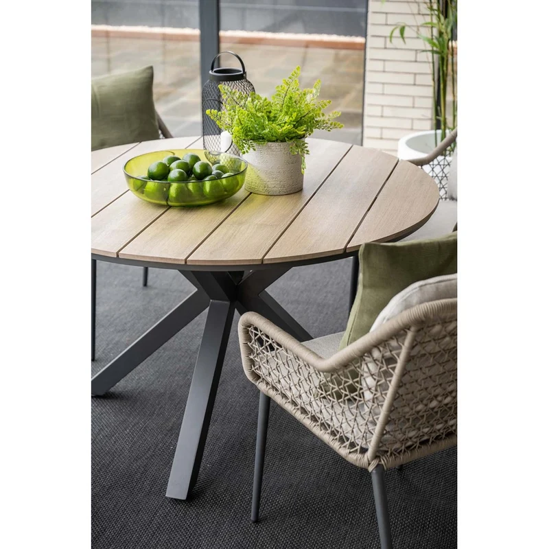 Toledo dining tuinstoel carbon black rope taupe