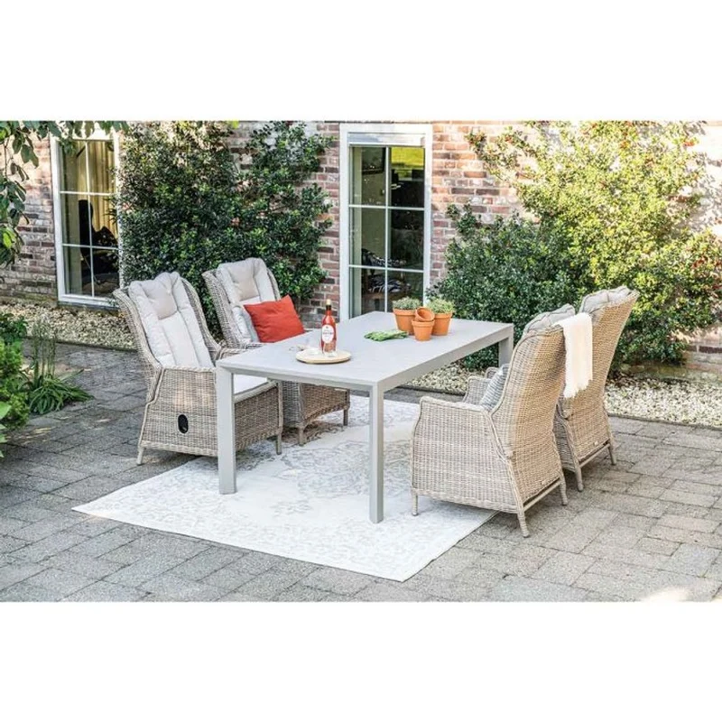 Osborne verstelbare tuinset 7-delig vintage willow met Latina uitschuifbare tuintafel 180/230x100 cm taupe