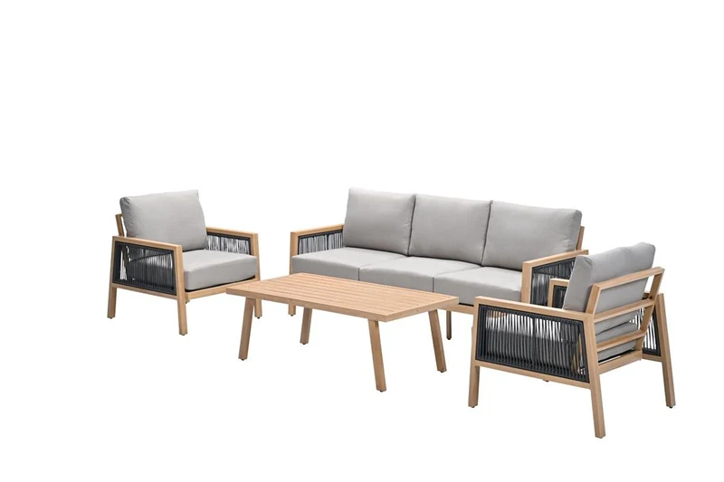 Garden Impressions Decala loungeset 4-delig light teak look desert sand