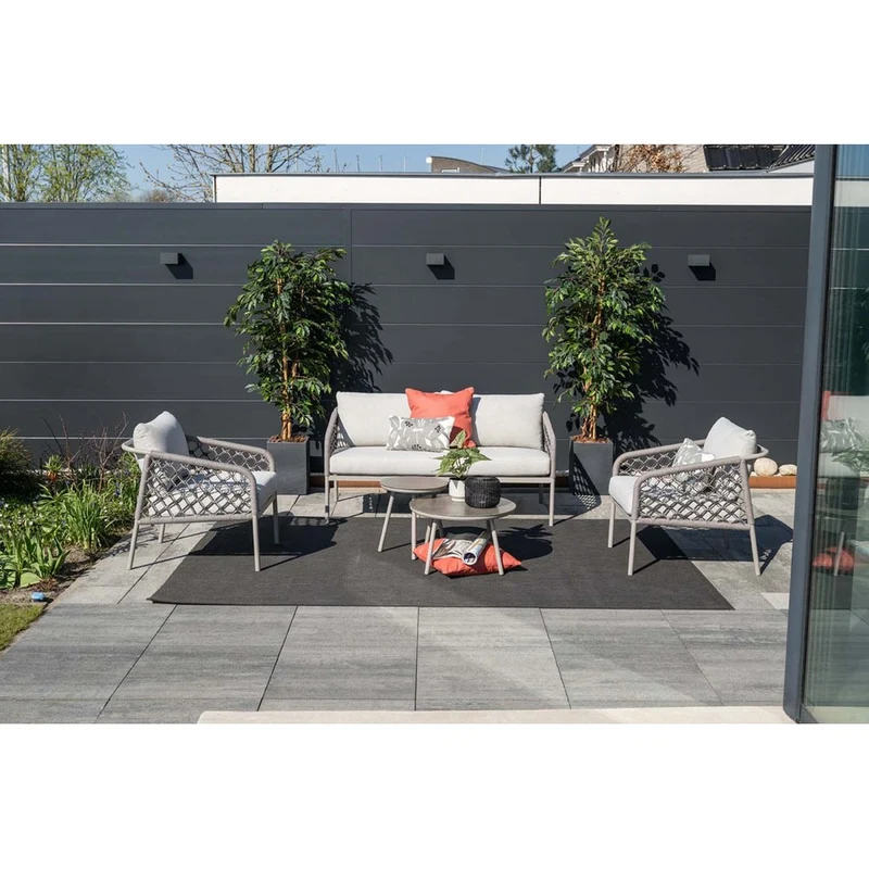 Garden Impressions Torinto loungeset 4-delig taupe rope zand