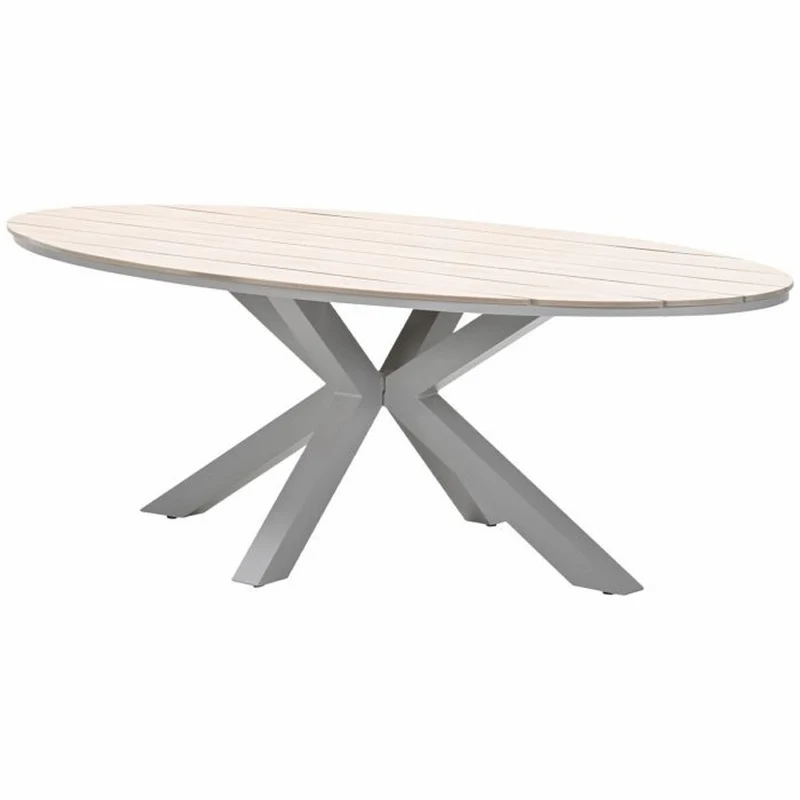 Monti tuinset 7-delig dakar sand met Edison tuintafel ovaal 220x115 cm light teak vironwood