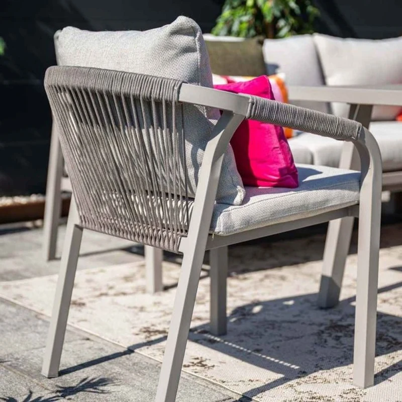 Monti tuinset 5-delig dakar sand met Edison tuintafel ovaal 180x115 cm light teak vironwood