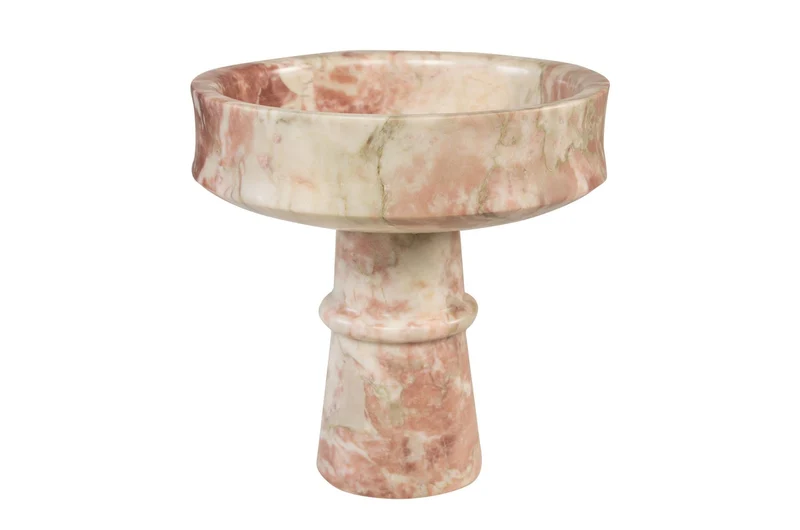 Casa Padrino Luxus Marmor Schale Rosa 20 x 20 x H. 20 cm - Kelchförmige Schale auf rundem Fuß aus hochwertigem Rosalia Pink Marmor - Luxus Deko Accessoires