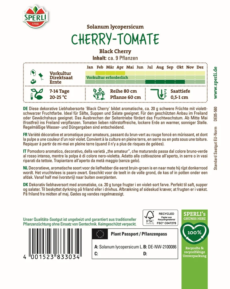 SPERLI Samen-Set "Bunter Cherrytomaten-Mix"
