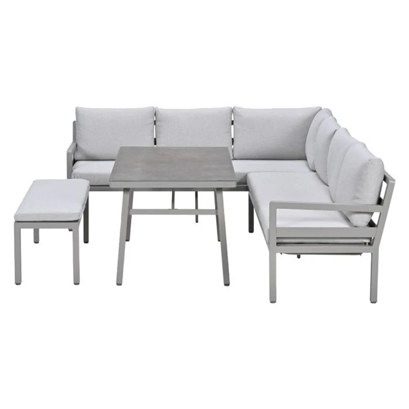 Garden Impressions Corsica lounge-dining set 4-delig links taupe valley sand slate grijs keramisch glas