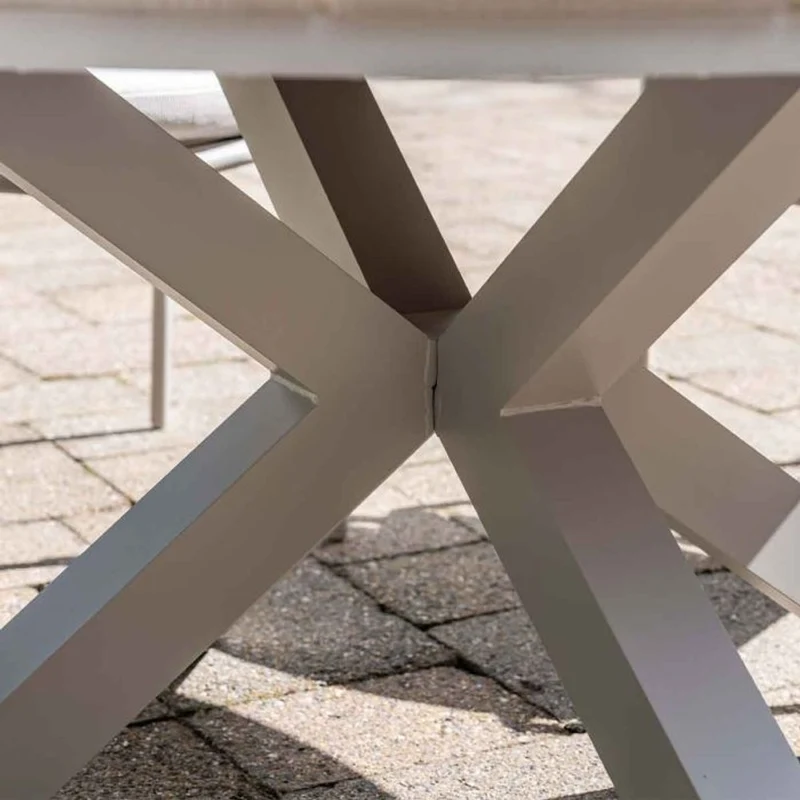 Allasio tuinset 6-delig carbon black met Edison tuintafel rond 148 cm light teak vironwood