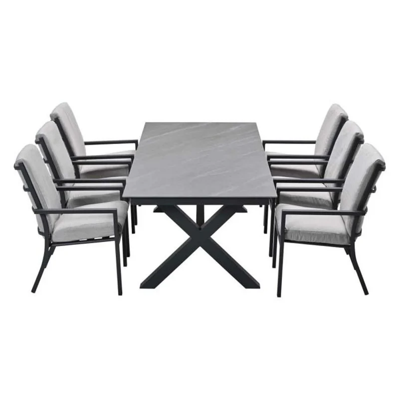 Sergio tuinset 7-delig desert sand met Marbella tuintafel 240x100 cm centostone napoli sand