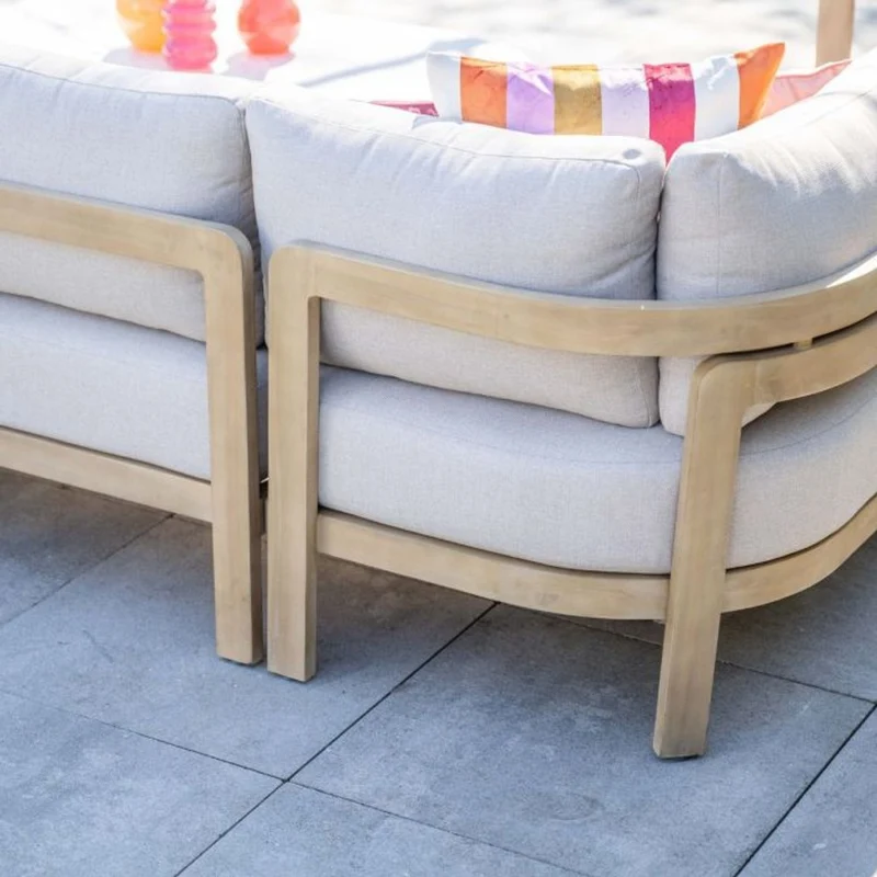 Garden Impressions Ibiza lounge-dining set 2-delig links acacia white wash grijs zand
