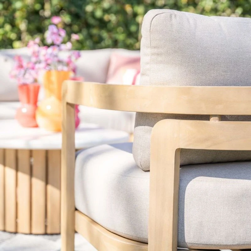Garden Impressions Ibiza lounge-dining set 2-delig links acacia white wash grijs zand