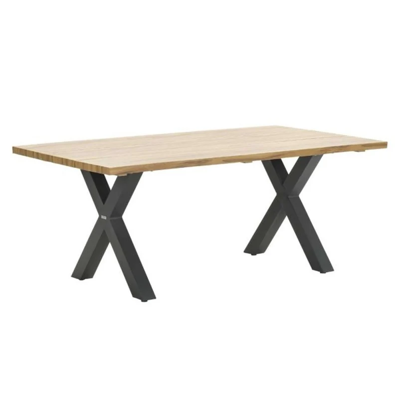 Sergio tuinset 5-delig carbon black met Zeus tuintafel aluminium teak look
