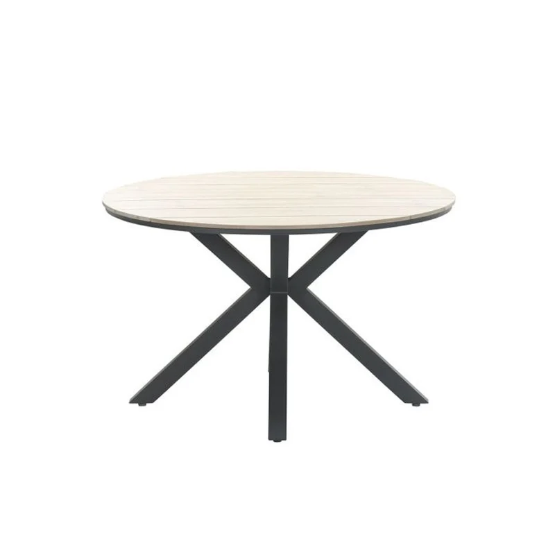 Sergio tuinset 5-delig carbon black met Edison tuintafel light teak vironwood