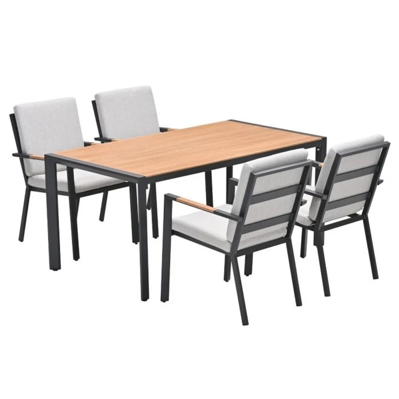 Felini tuinset 5-delig carbon black met Felini tuintafel