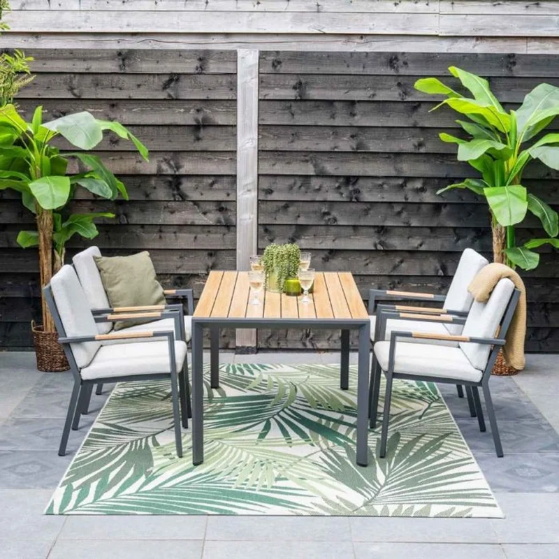 Felini tuinset 5-delig carbon black met Felini tuintafel
