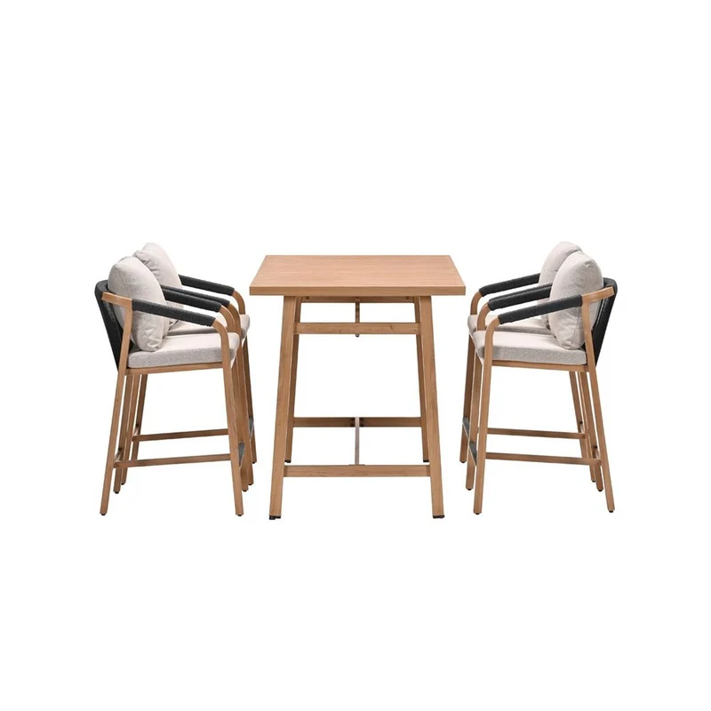 Garden Impressions Monti barset 5-delig- light teaklook rope lava zwart gobi sand
