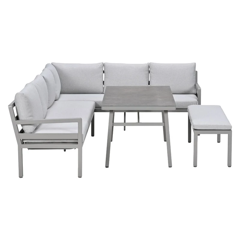 Garden Impressions Corsica lounge-dining set 4-delig rechts taupe valley sand slate grijs keramisch glas