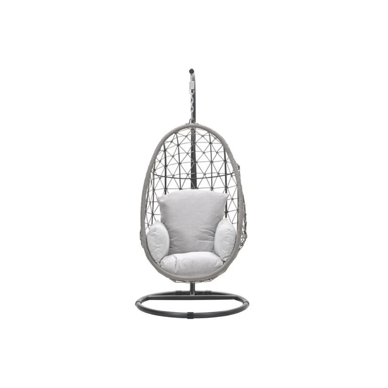 Panama hangstoel met standaard - eivorm - carbon black - rope taupe - valley sand