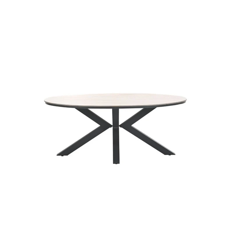 Edison tuintafel - ovaal - 180x115 cm - carbon black - light teak Vironwood