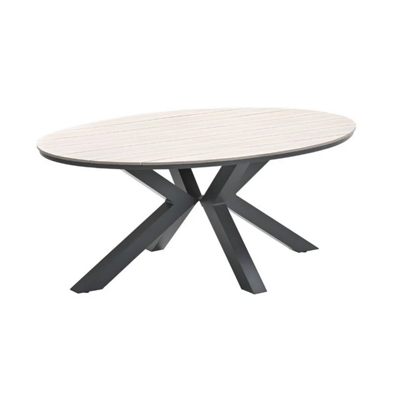Edison tuintafel - ovaal - 180x115 cm - carbon black - light teak Vironwood