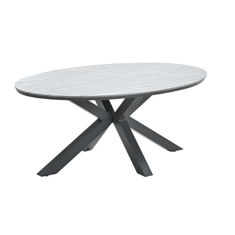 Edison tuintafel - ovaal - 180x115 cm - carbon black - grey teak Vironwood