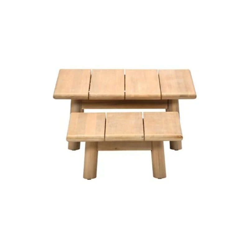 Lunar set van twee houten bijzettafels - acacia white wash