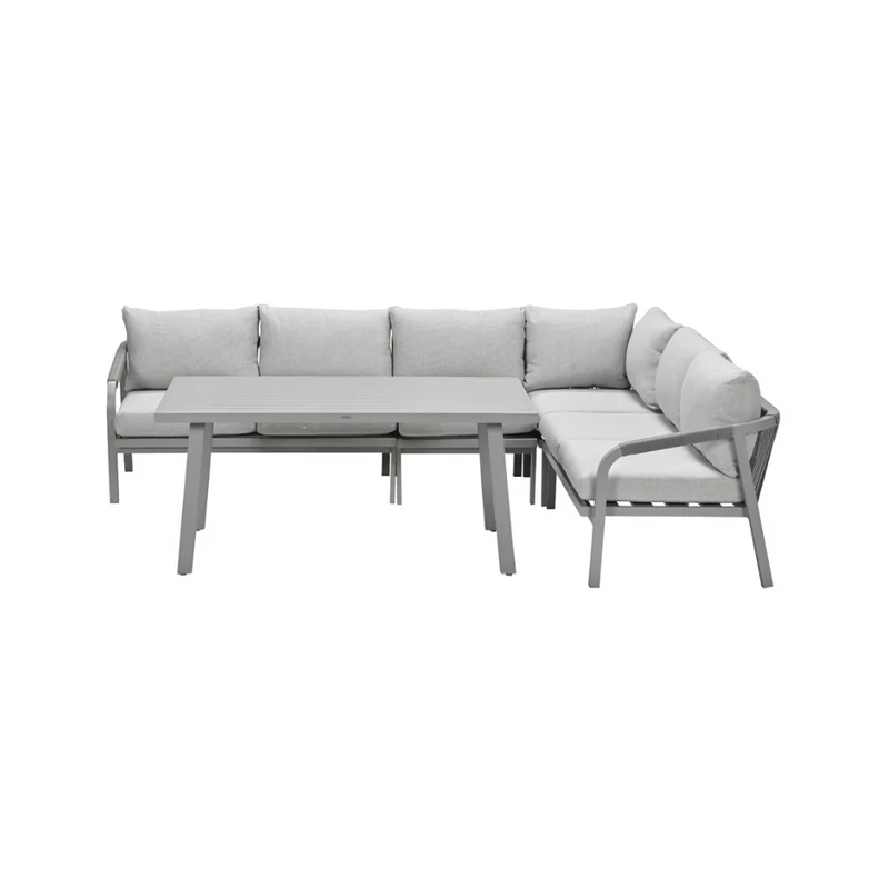 Monti dining loungeset - 5-delig - taupe - aluminium frame - rope grey sand - valley sand