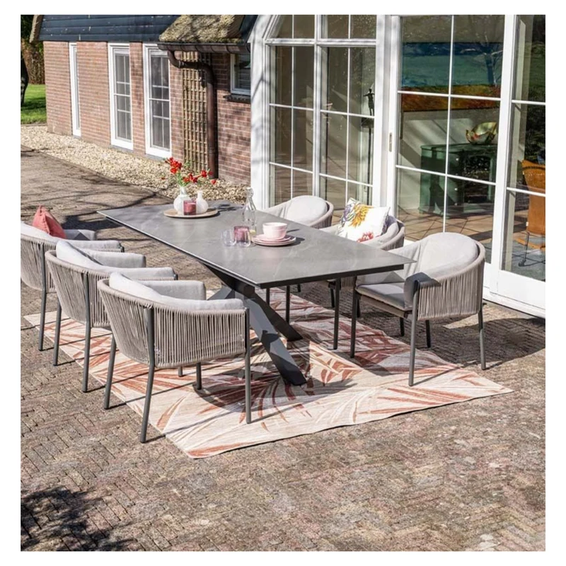 Kelvin tuinstoel aluminium met rope - taupe