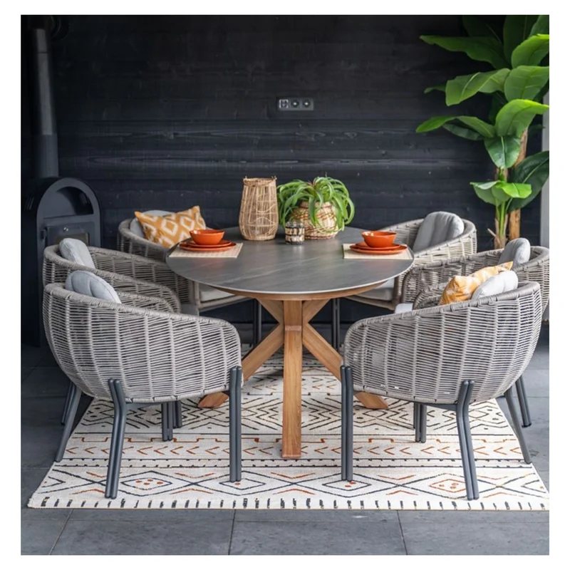 Fiji dining tuinstoel aluminium met rope - taupe