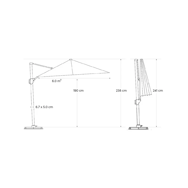 Platinum Sun & Shade zweefparasol Voyager T¹ 300x200 lichtgrijs